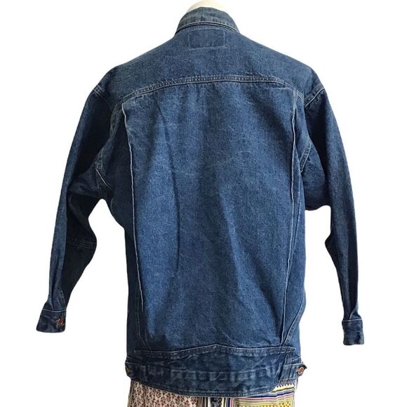 Vintage Brittania Blue Denim Elongated Trucker Style Jean Jacket Size Medium - Picture 3 of 16